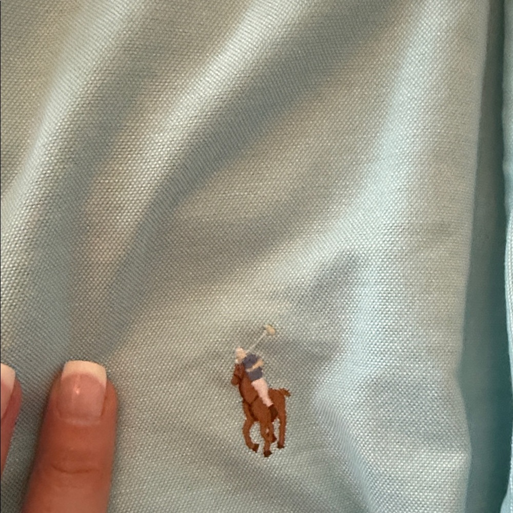Polo by Ralph Lauren Men's Aqua Button Down Shirt - Picture 3 of 3